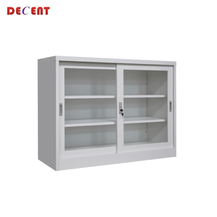 ตู้เอกสารเหล็กบานเลื่อน DECENT รุ่น FC-G2-3 สีขาว กระจกเตี้ย 91.7 ซม._3